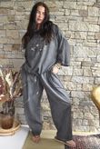 Rustic Nature Linen Blend Barrel Pant Washed Charcoal